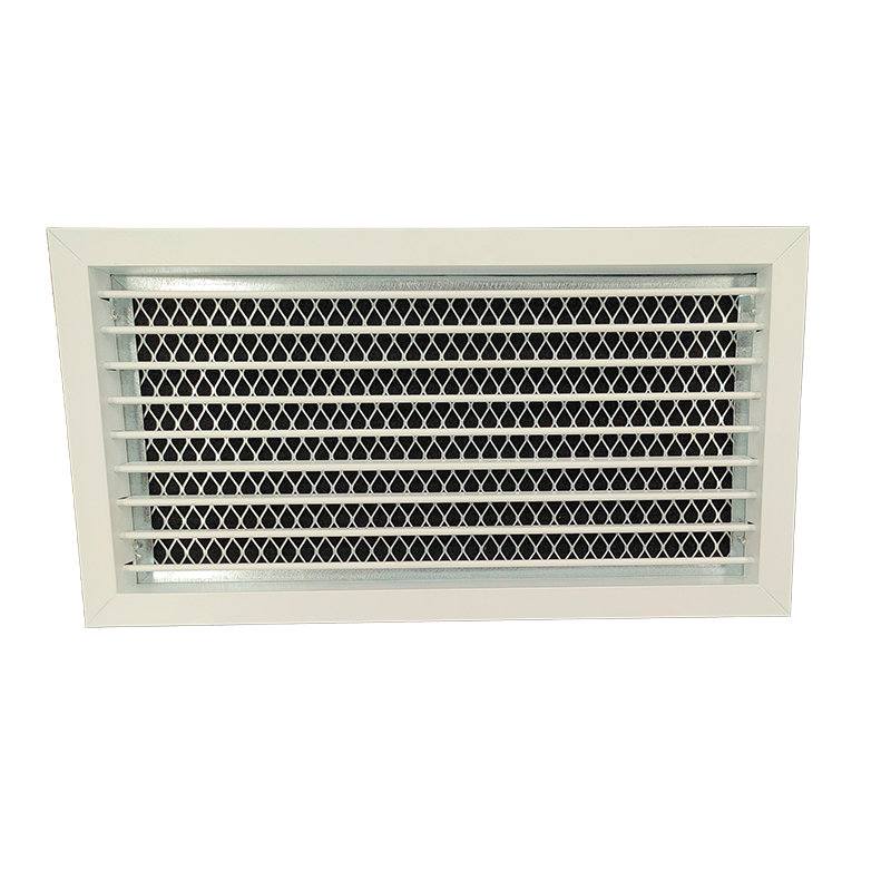 T1P-FA-RAL - KADER 2 CM -  ALUMINIUM WANDROOSTER ENKELE DEFLECTIE MET LUCHTFILTER - RAL KLEUR