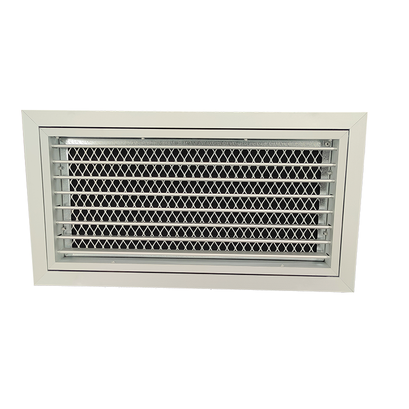 T1P-E-FA - KADER 3 CM -  ALUMINIUM WANDROOSTER ENKELE DEFLECTIE MET KLIK TOEZICHTSLUIK EN LUCHTFILTER