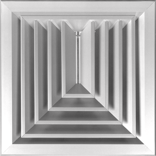 O3-D-RAL 3-ZIJDIGE ALUMINIUM PLAFONDROOSTER MET DEBIETREGELAAR - RAL KLEUR