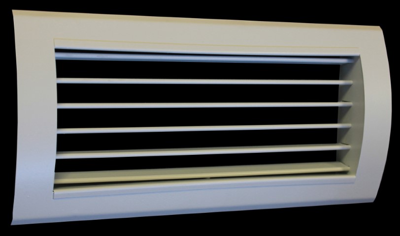 T1P-SR-RAL ALUMINIUM ROOSTER ENKELE DEFLECTIE VOOR ROND KANAAL - RAL KLEUR
