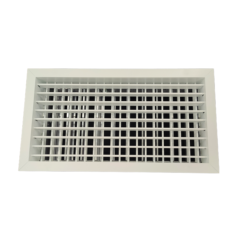 T2P-D-FA-RAL - KADER 3 CM -   ALUMINIUM WANDROOSTER DUBBELE DEFLECTIE MET DEBIETREGELAAR EN LUCHTFILTER - RAL KLEUR
