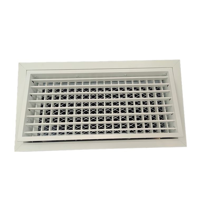 T2P-D-E-FA-RAL - KADER 3 CM -   ALUMINIUM WANDROOSTER DUBBELE DEFLECTIE MET DEBIETREGELAAR, KLIK TOEZICHTSLUIK EN LUCHTFILTER - RAL KLEUR